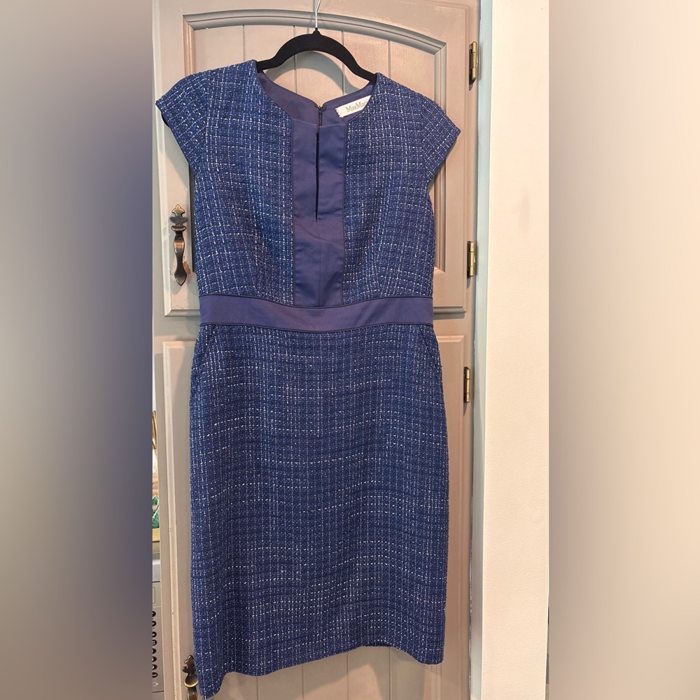 Max Mara Tweed Wool Silk Blnd Sheath Cocktail Dress, excellent condition, Size S